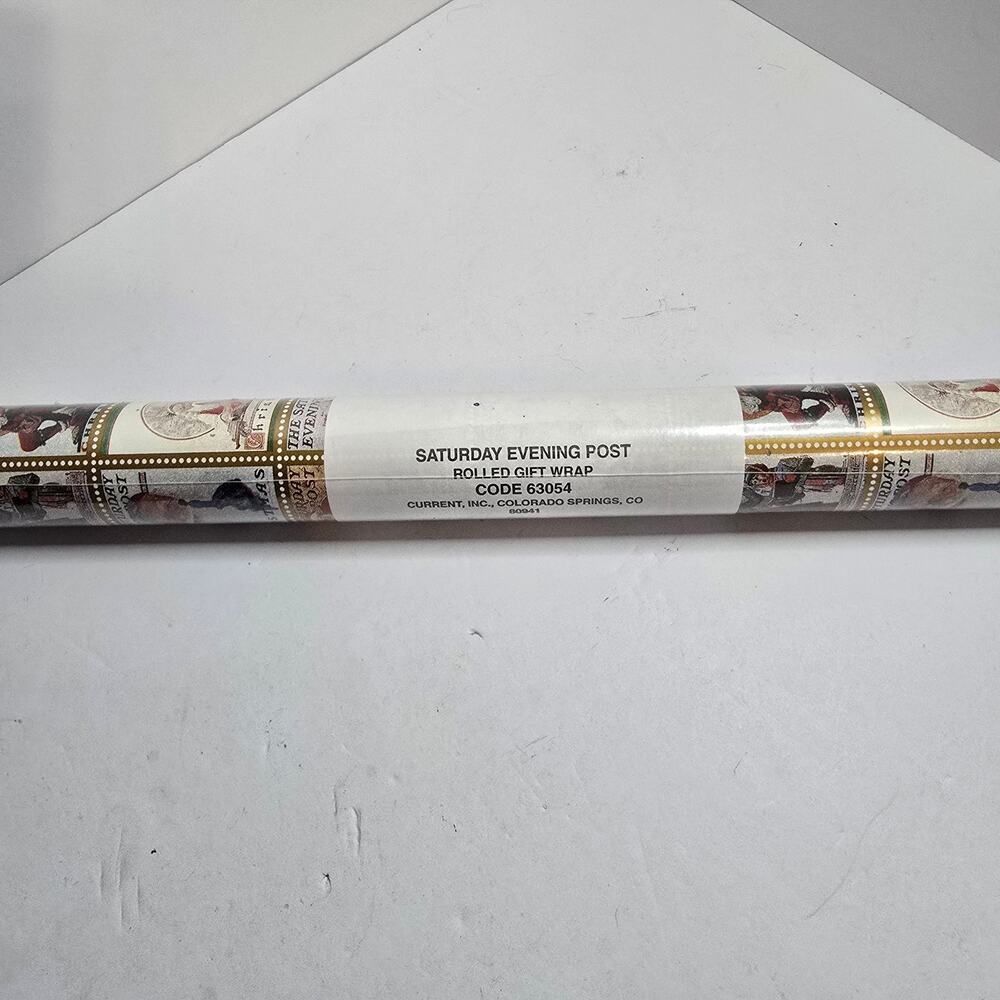 Vintage Saturday Evening Post Christmas Gift Wrap Roll NOS Rockwell Style